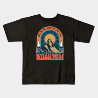 Ski bum Association whitefish Montana chapter mountain in the sunshine Kids T-Shirt